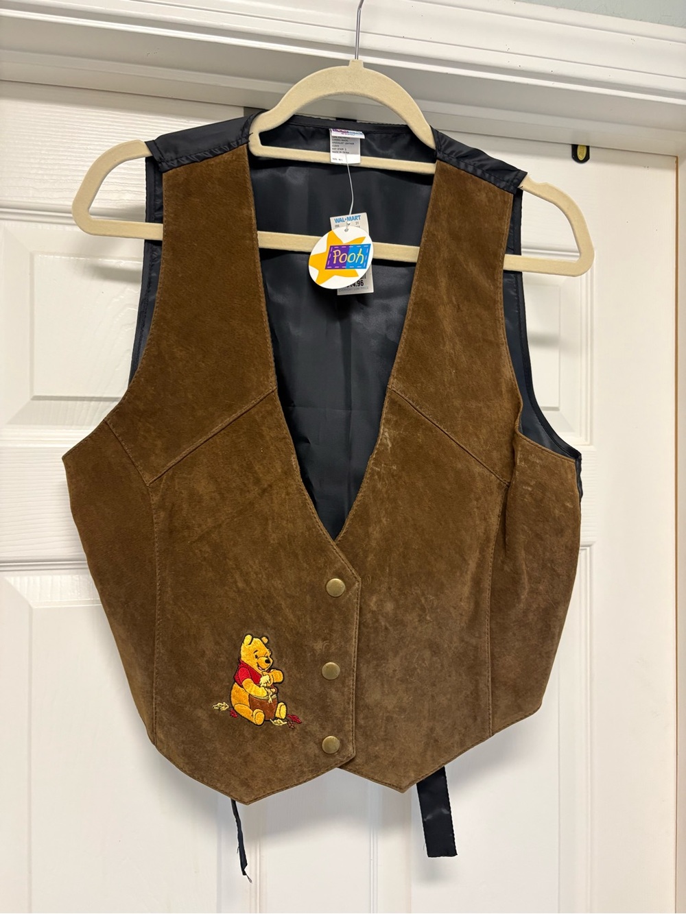 NWT Vintage Disney Winnie the Pooh Genuine Leather Suede Vest M/L Western Y2K 90